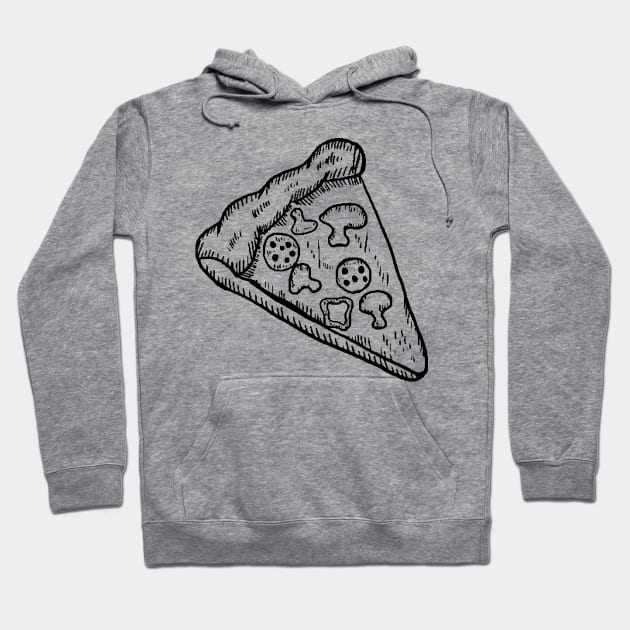 Detailed Pizza Sketch Black Hoodie by InkyArt